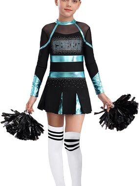 New  Kids Girls Cheer Leader Costume Halloween Cheerleading Long Sleeve
